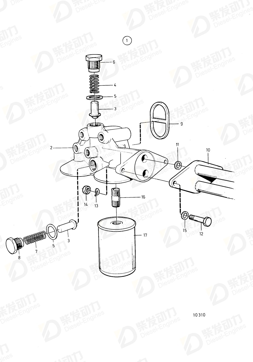 VOLVO Oil filter housing 422797 Drawing